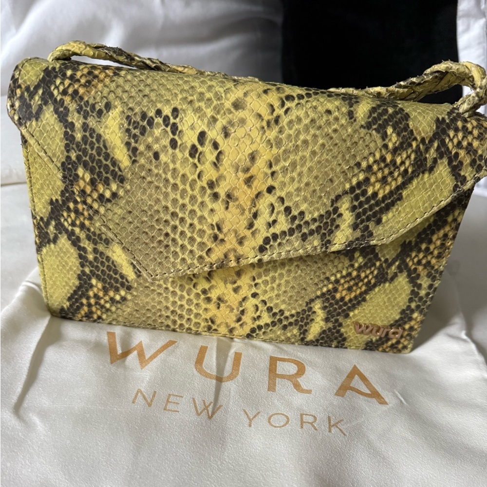 Yellow Snake Print Clutch